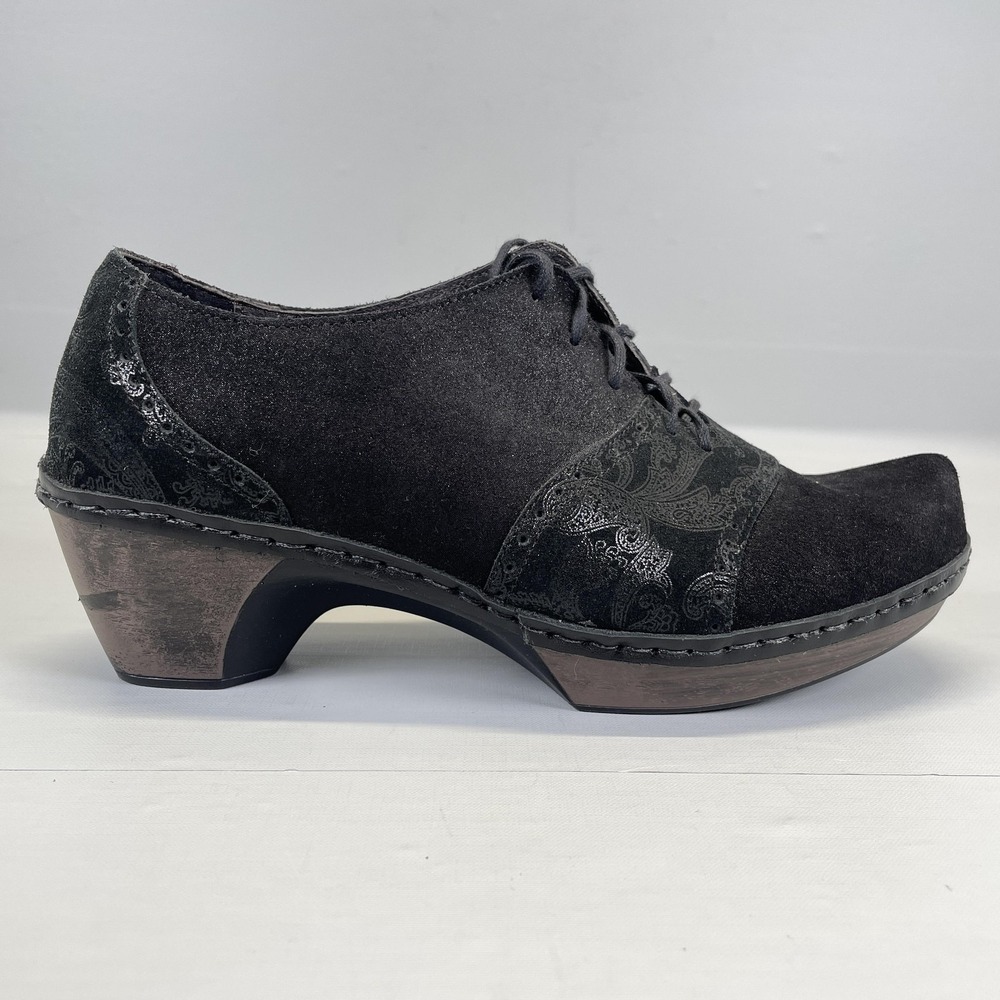 Naot Besalu Shoes Womens Size 37 Black Suede Lace Up Clogs Comfort Casual Shoes